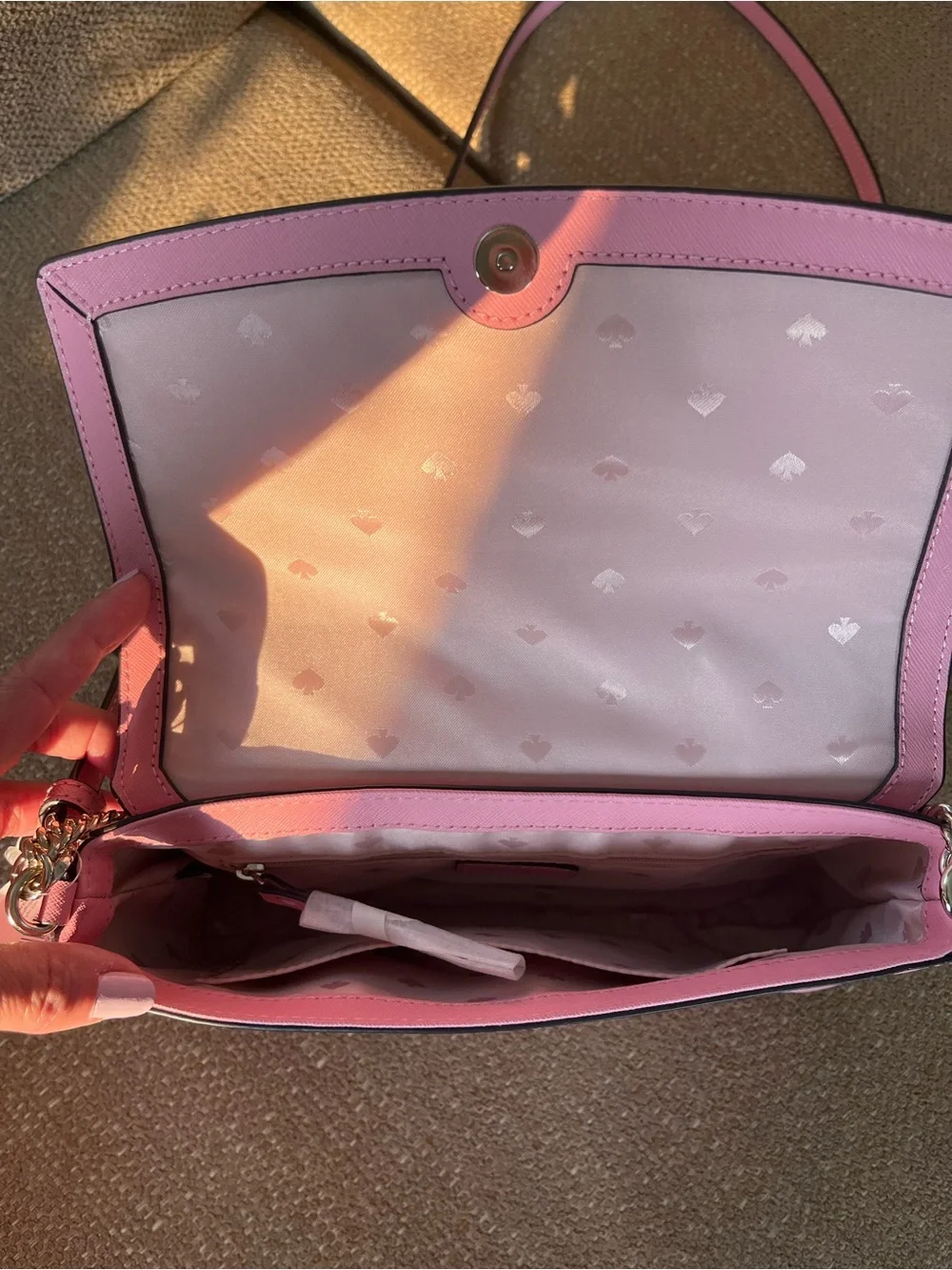 kate spade Pink Saffiano Leather Crossbody with Chain Strap